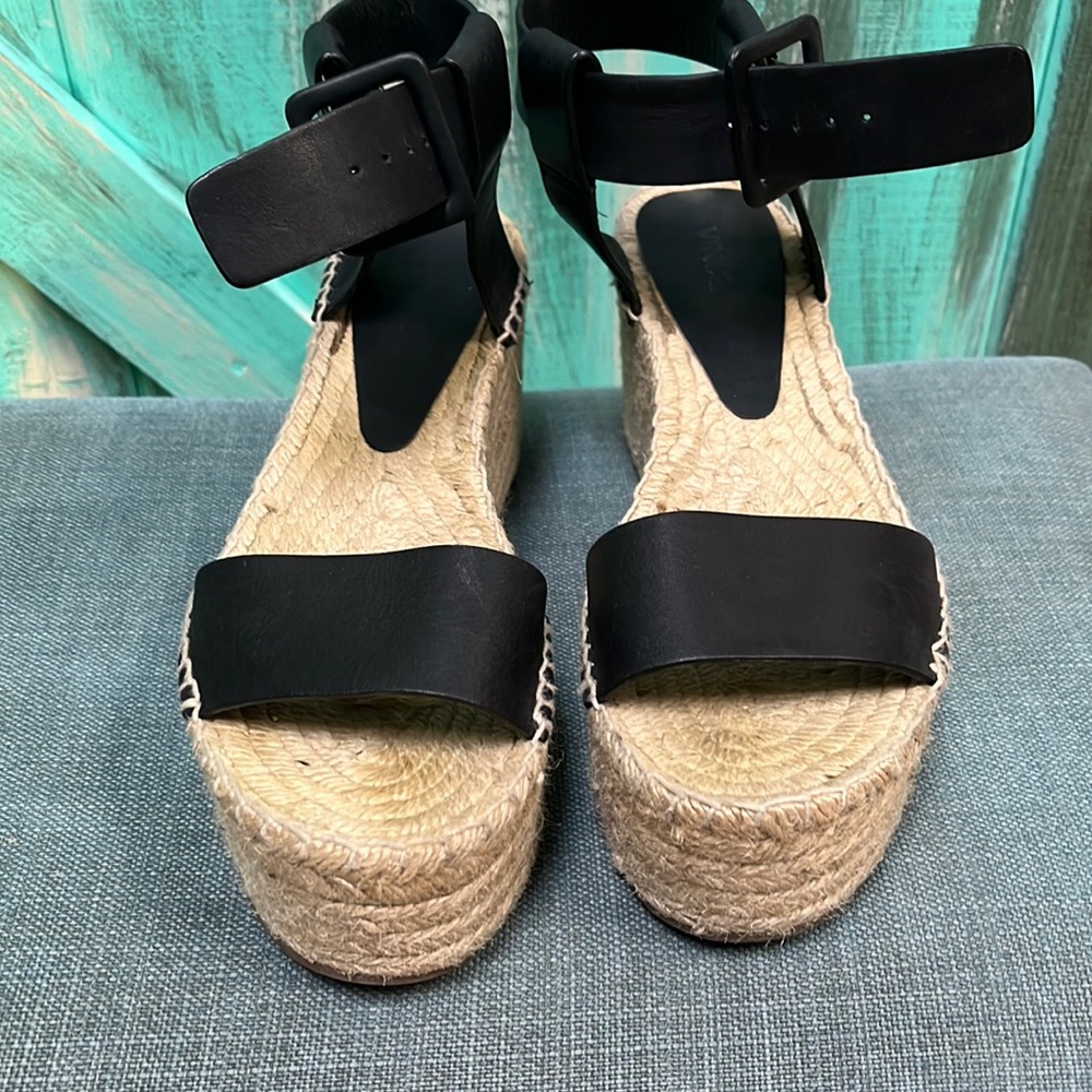 Vince black platform espadrille sandals
